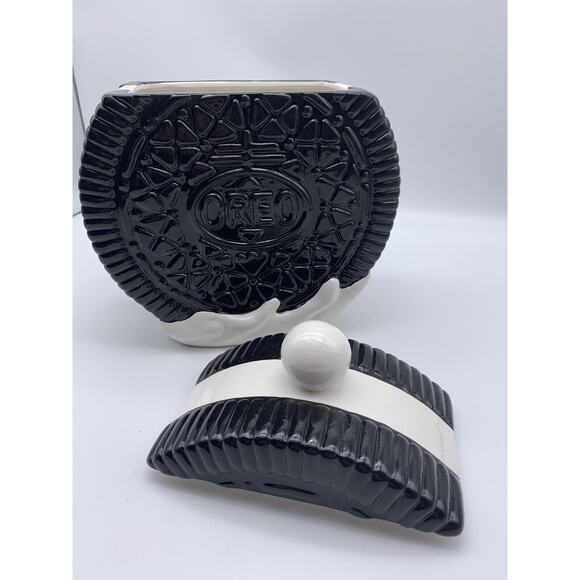 Oreo Milk Splash Cookie Jar Ceramic Cookies 9.5" Progressive Promotions *Crazing - Picture 3 of 16